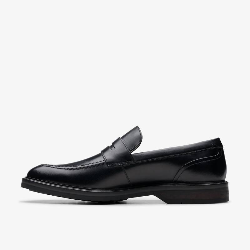 Black Leather Clarks Aldwin Step | CLKS-84301