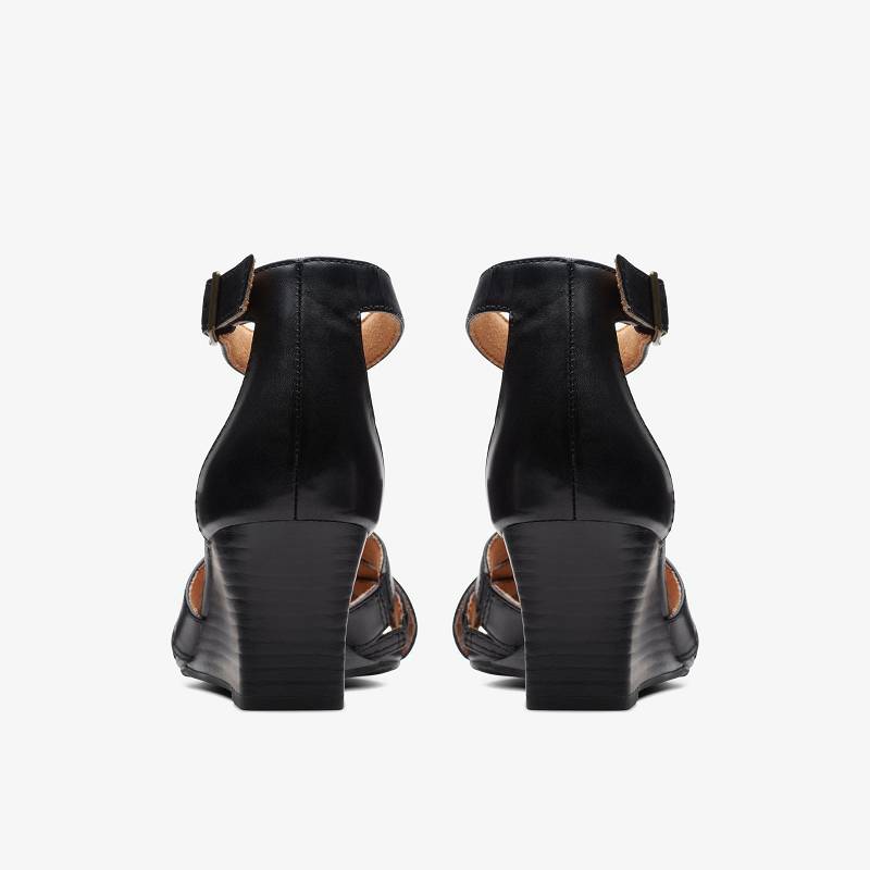 Black Leather Clarks Cielo Charm | CLKS-84978