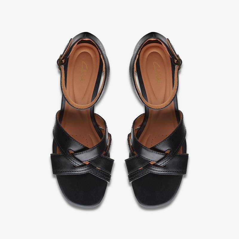 Black Leather Clarks Cielo Charm | CLKS-84978