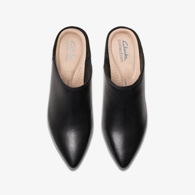 Black Leather Clarks Ellanie Pace | CLKS-84771
