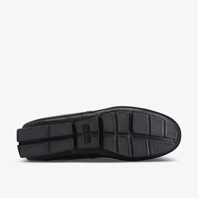 Black Leather Clarks Markman Plain | CLKS-84278