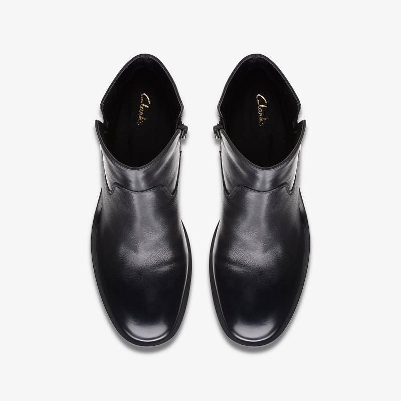 Black Leather Clarks Valvestino Lo | CLKS-85103