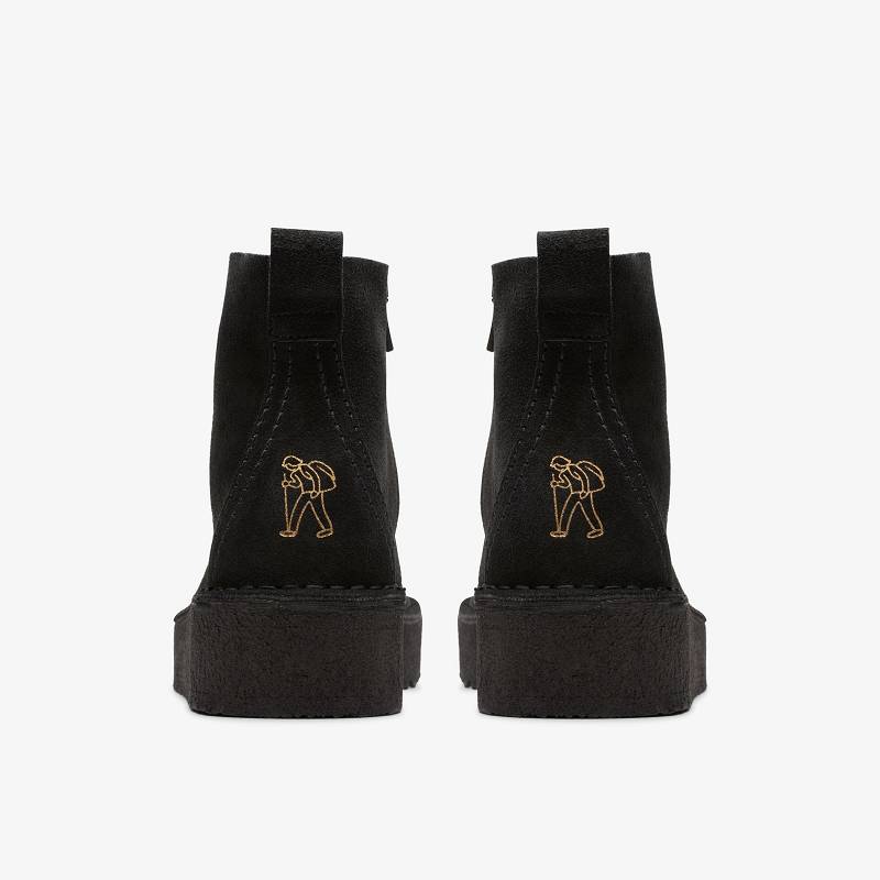 Black Suede Clarks Trek Wedge Boot | CLKS-85613