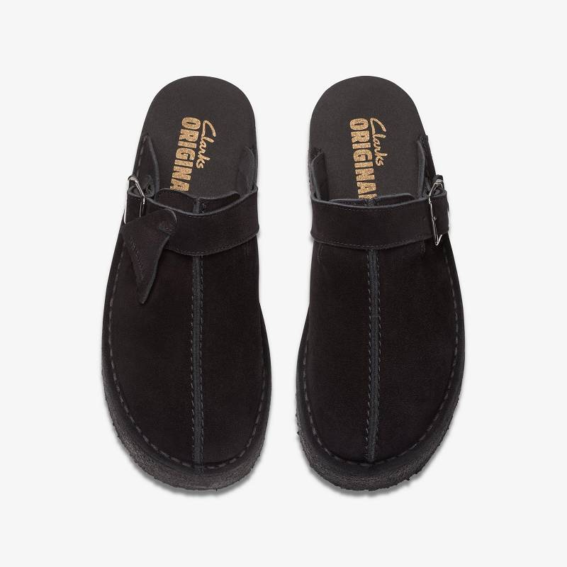 Black Suede Clarks Trek Wedge Mule | CLKS-84759