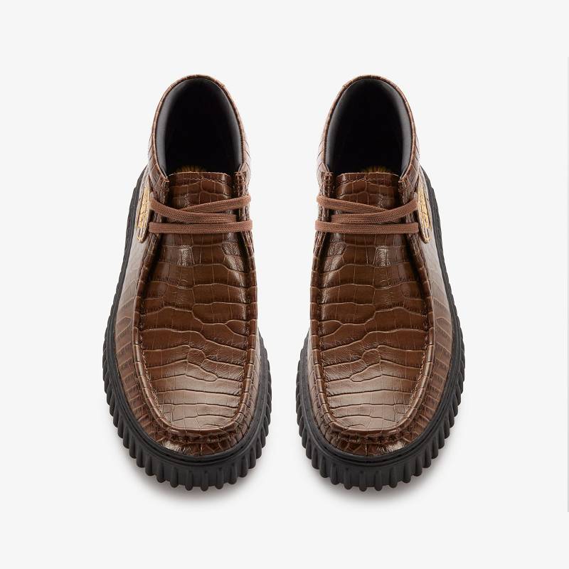 Brown Crocodile Leather Clarks Martine Rose Torhill Hi | CLKS-85605