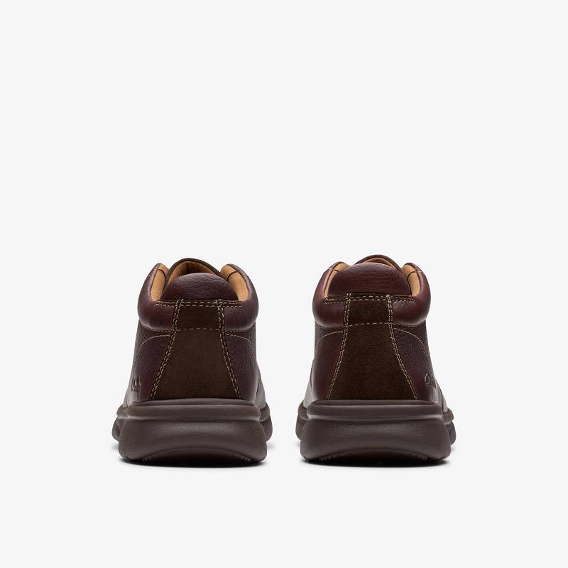 Dark Brown Leather Clarks Bradley Up | CLKS-84588