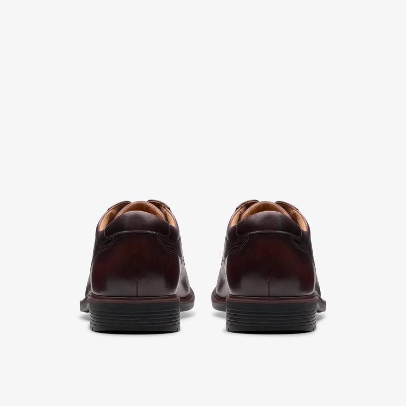 Dark Brown Leather Clarks Eldredge Plain | CLKS-84429