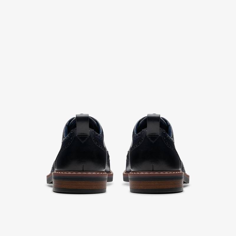 Navy Leather Clarks Aldwin Limit | CLKS-84427