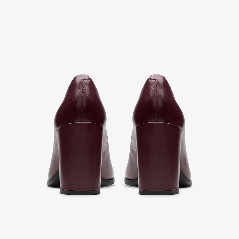 Wine Leather Clarks Freva85 Court | CLKS-85199